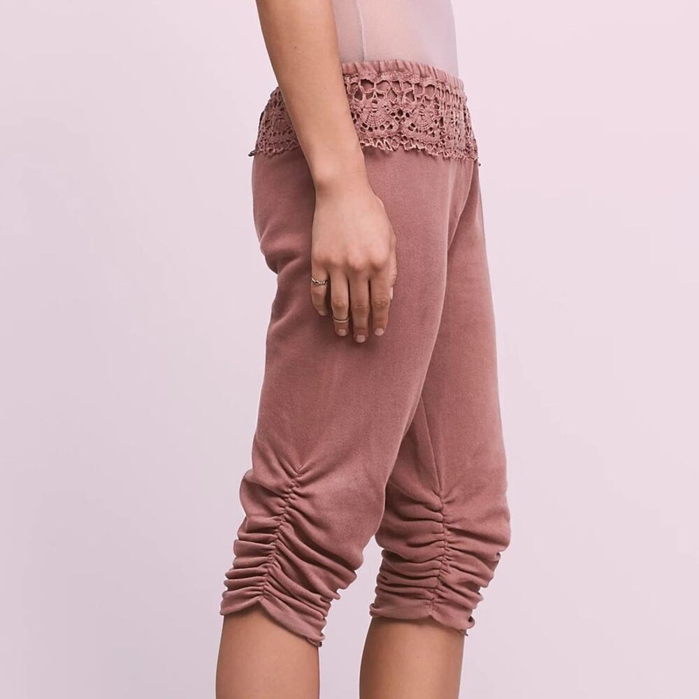 FP One Free People Dance Pant Ruched Lace Crochet Low Rise Prairie Cottagecore - Picture 5 of 11